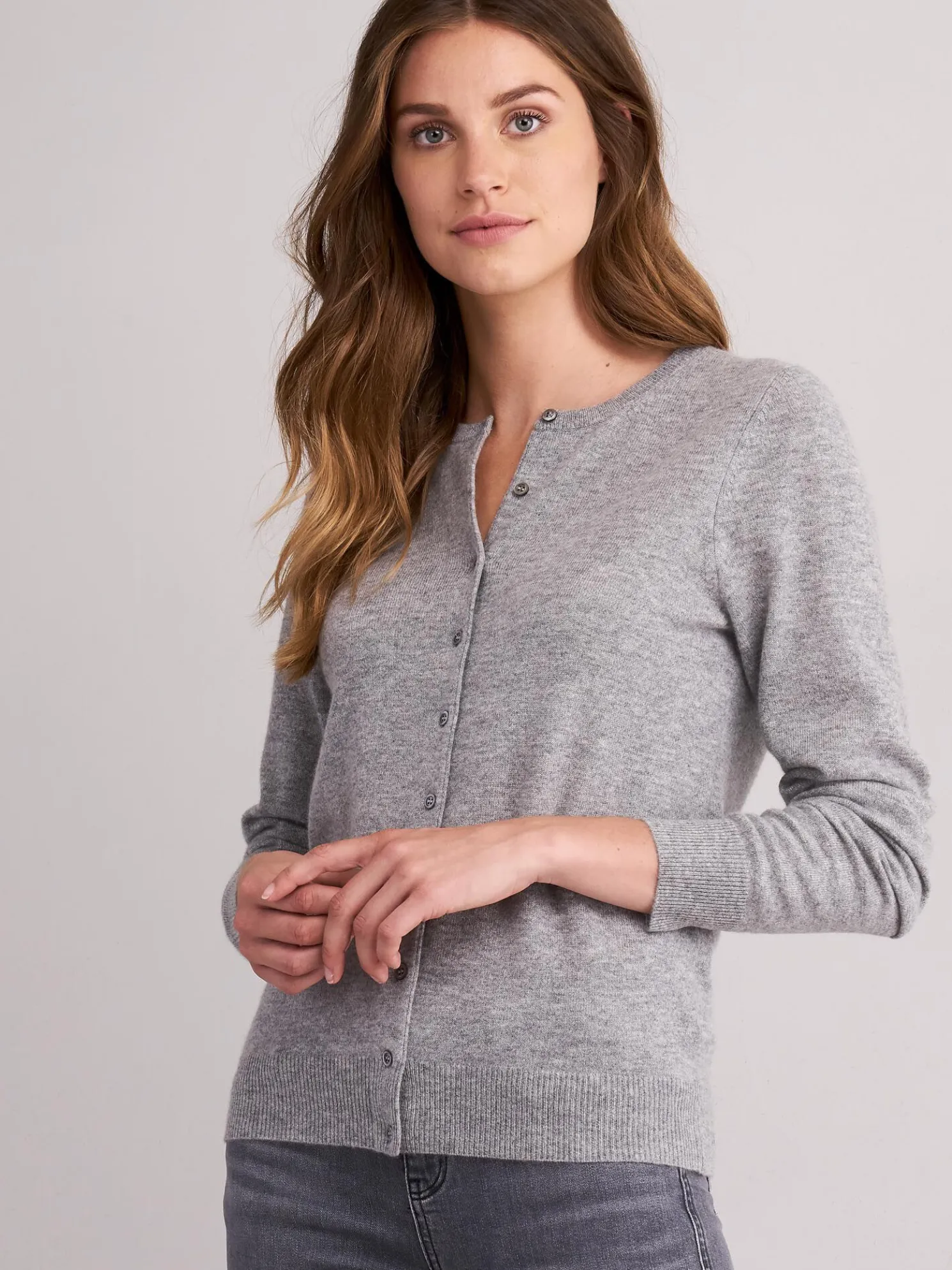 Basic Cashmere Cardigan Met Ronde Hals