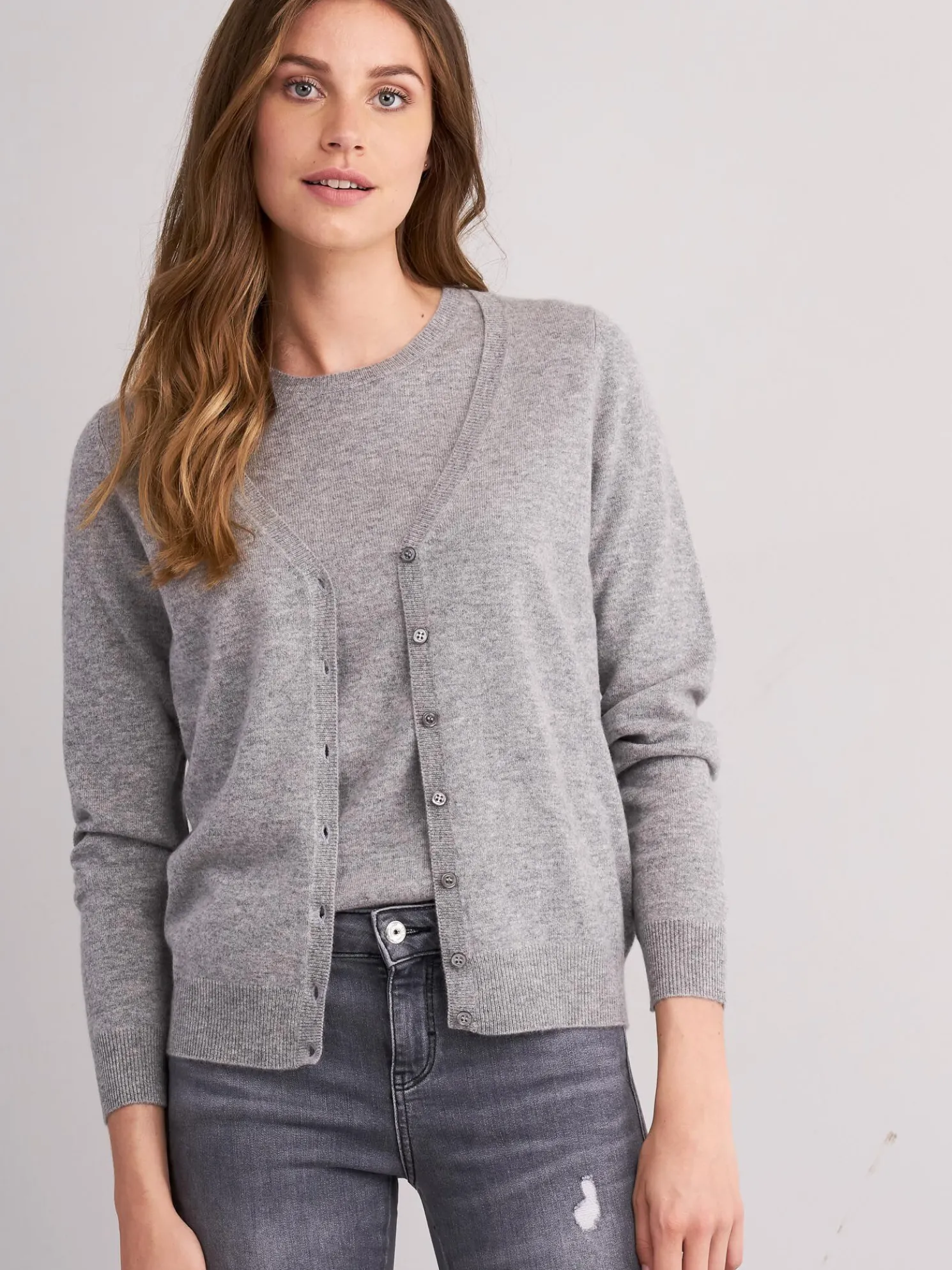 Basic Organisch Cashmere Vest Met V-Hals