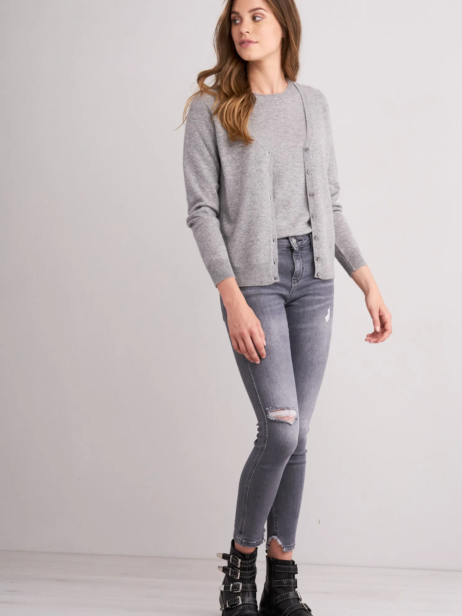 Basic Organisch Cashmere Vest Met V-Hals