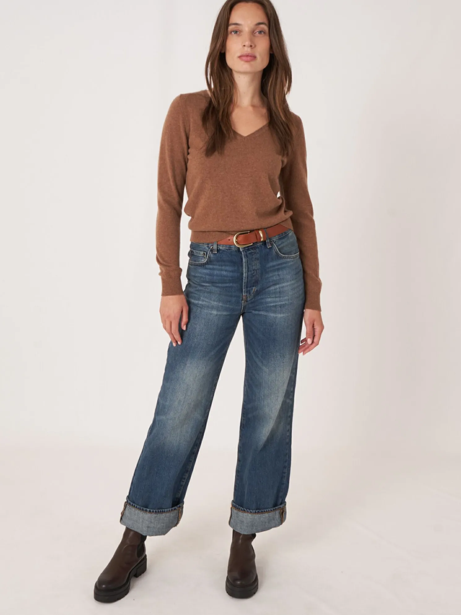 Basic Organisch Cashmere V-Hals Trui