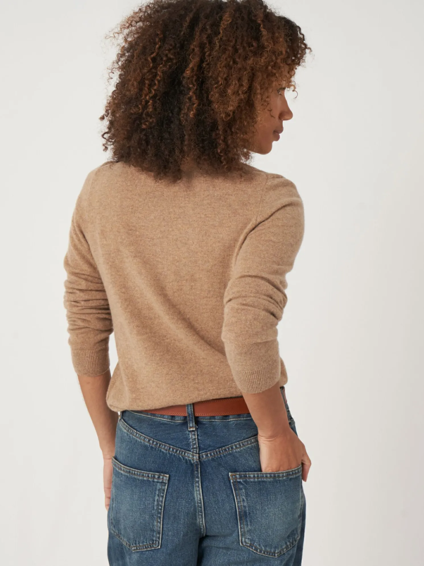 Basic Organisch Cashmere Trui Met Rolkraag