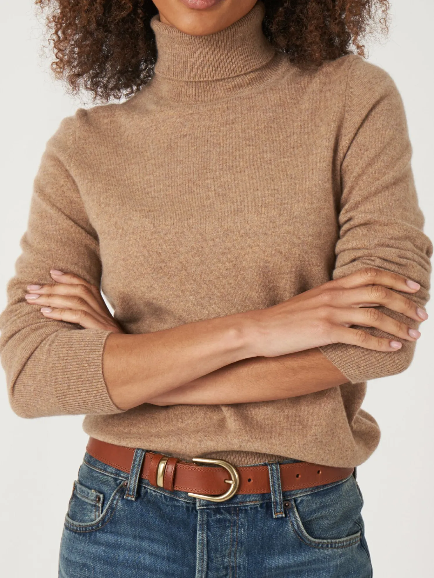 Basic Organisch Cashmere Trui Met Rolkraag