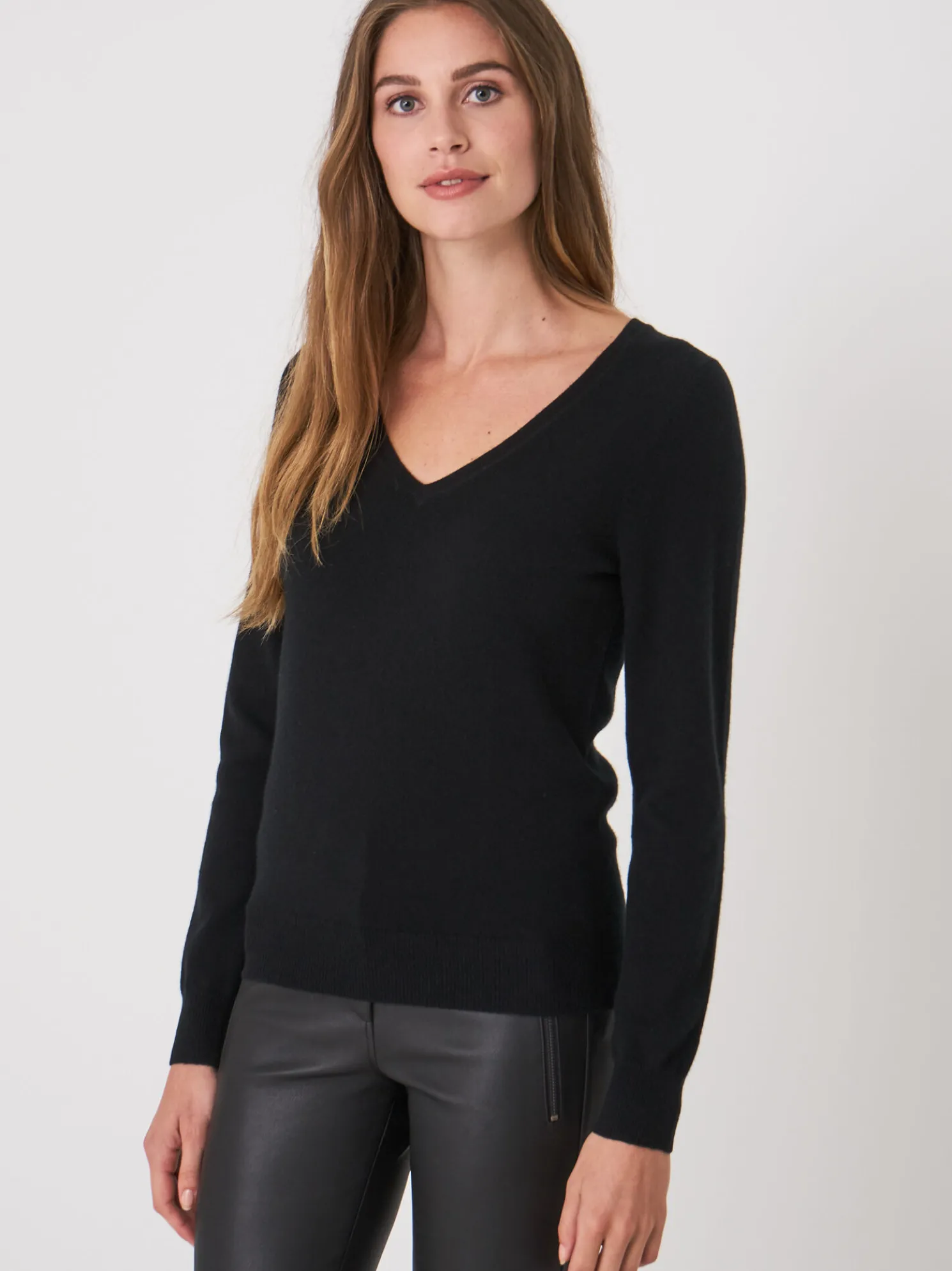 Basic Organisch Cashmere V-Hals Trui