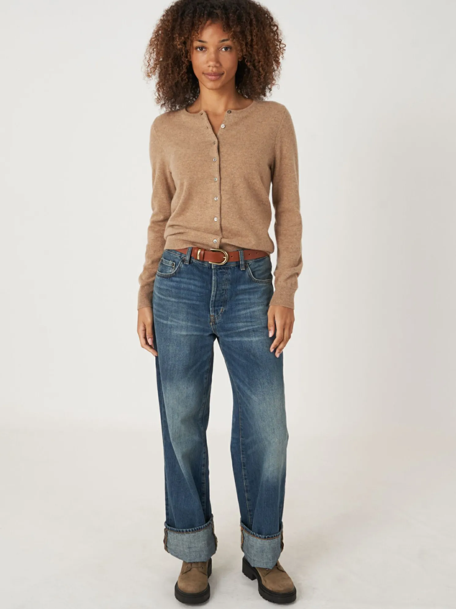 Basic Organisch Cashmere Vest Met Ronde Hals