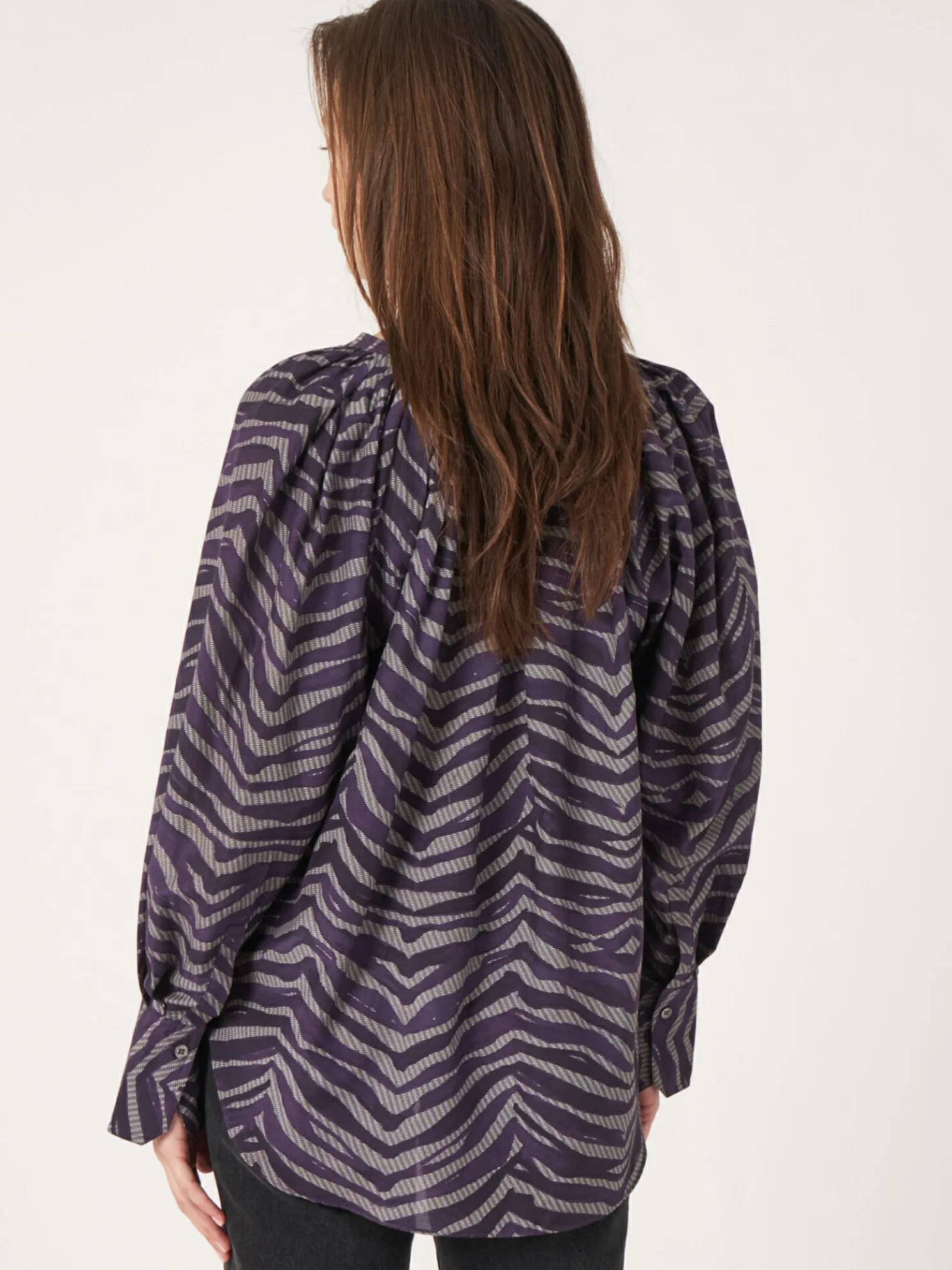 Blouse Met Zebraprint Van Katoen-Zijde-Mix