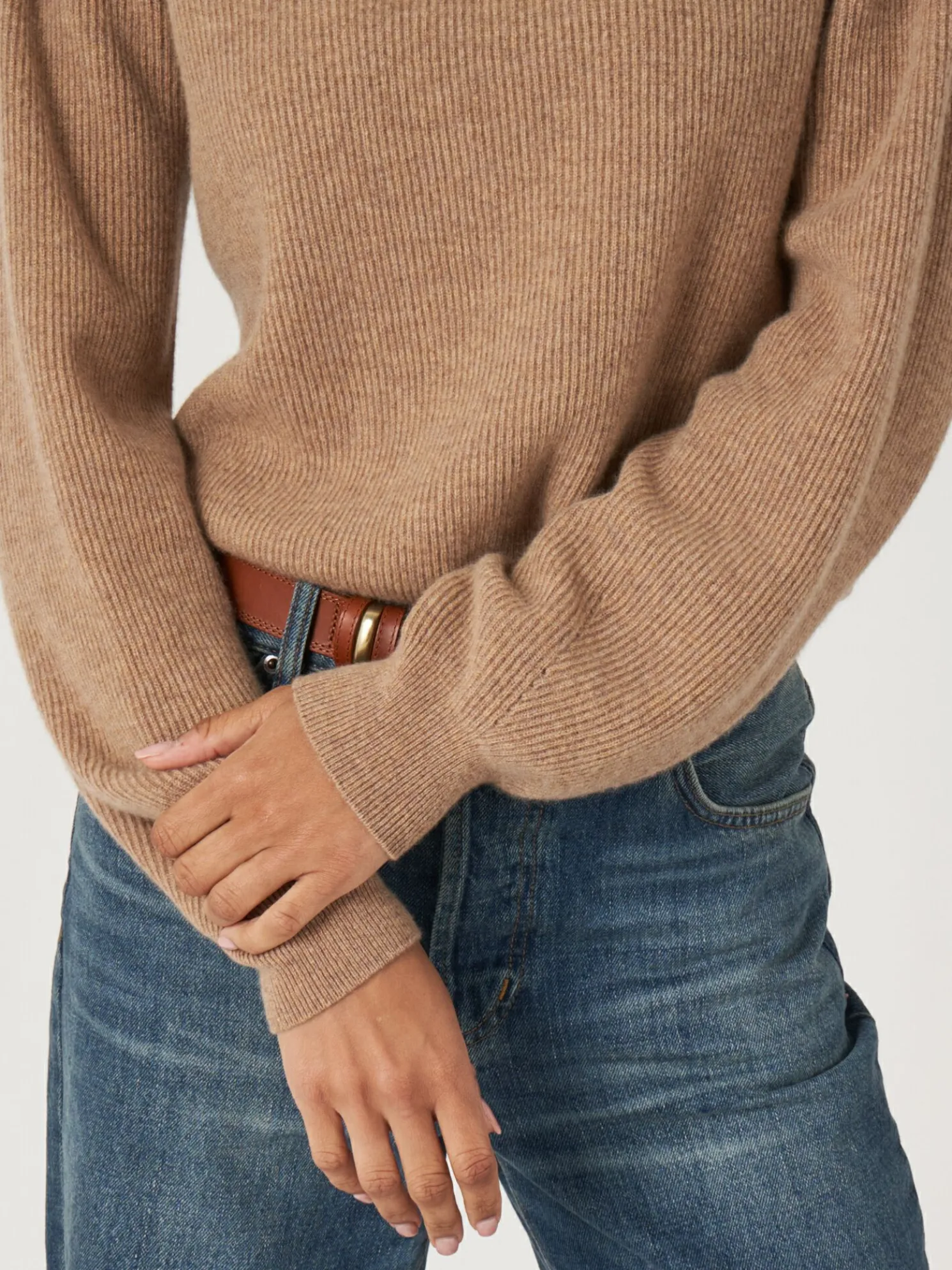 Fijn Gebreide Cashmere Trui Met Hoge Kraag