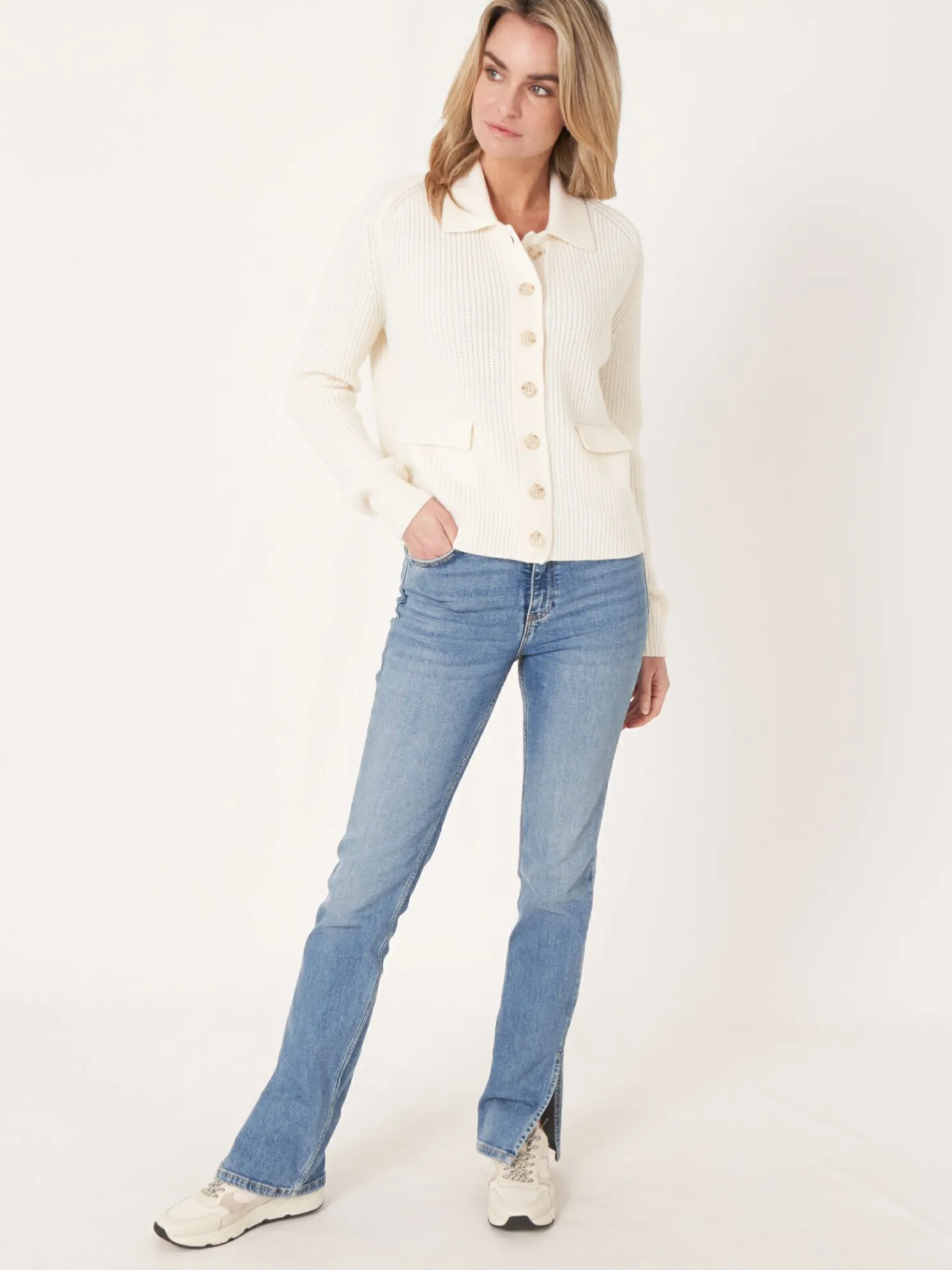 Geribd Vest Met Polokraag Van Merinowol