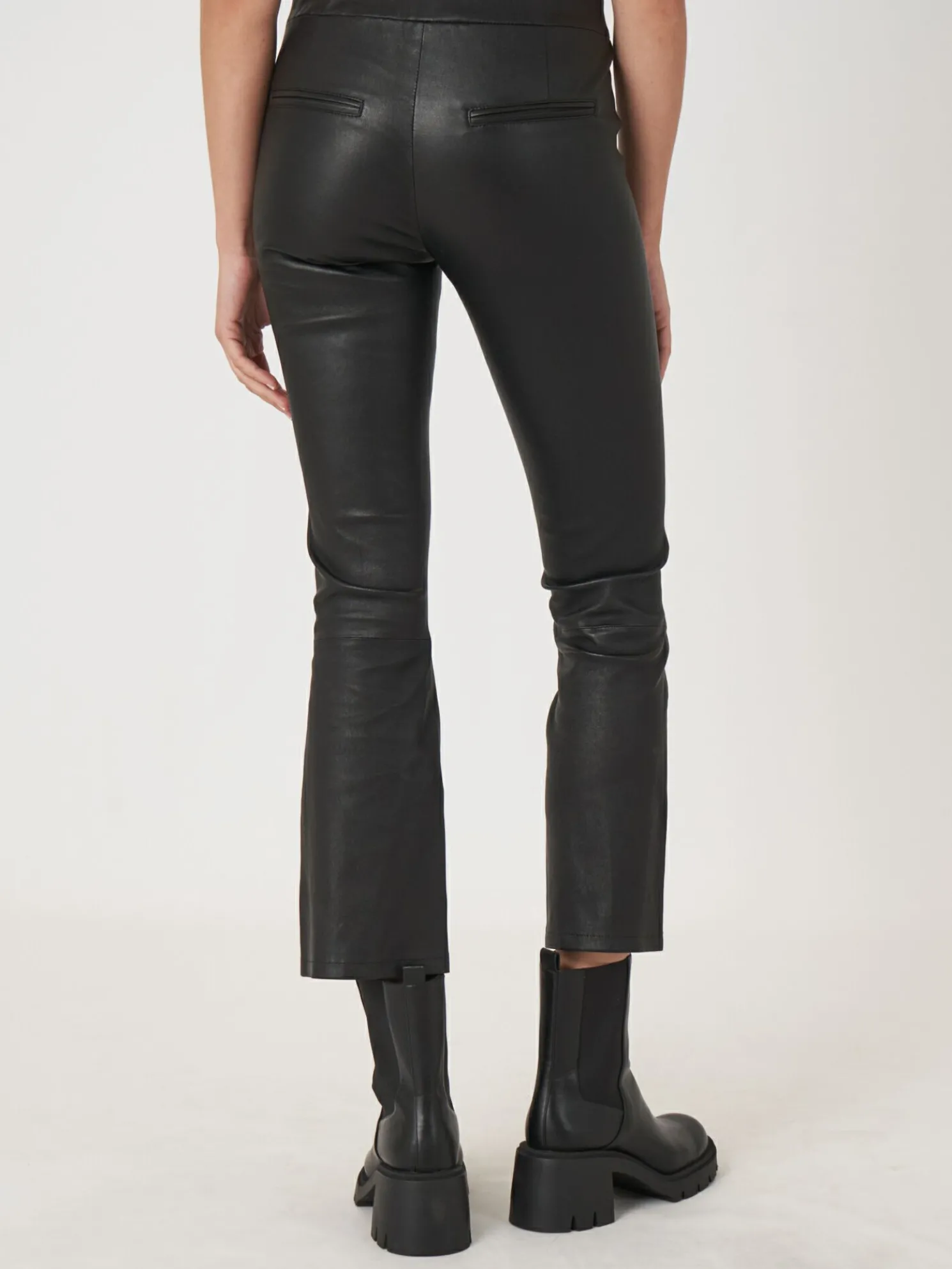 Korte Bootcut Leren Broek