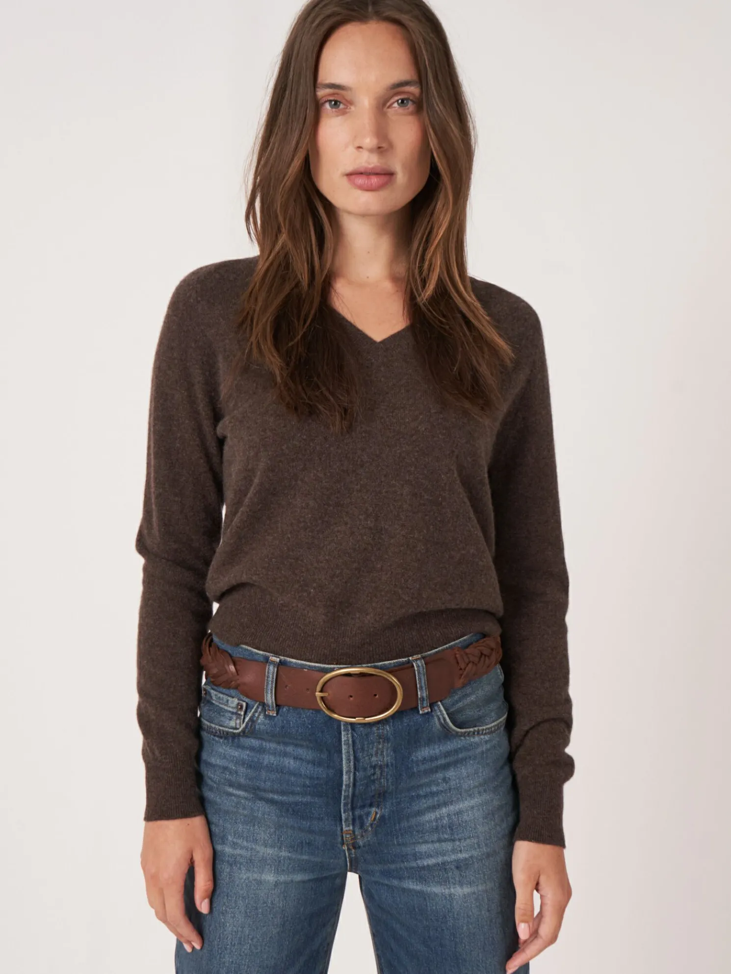 Lichte Cashmere Pullover Met V-Hals