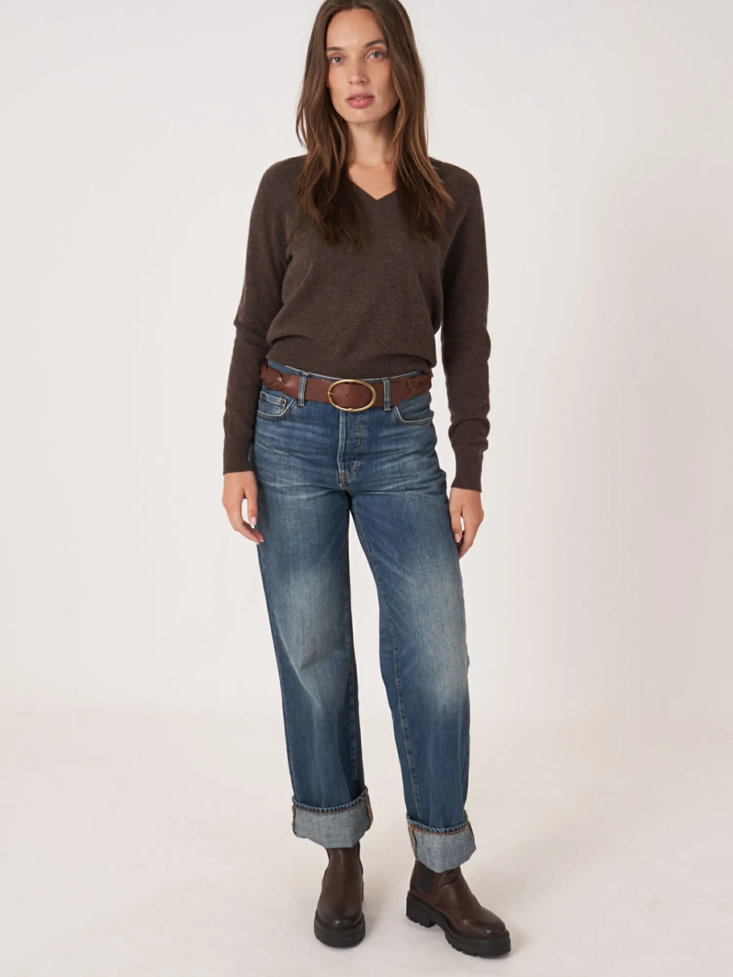 Lichte Cashmere Pullover Met V-Hals