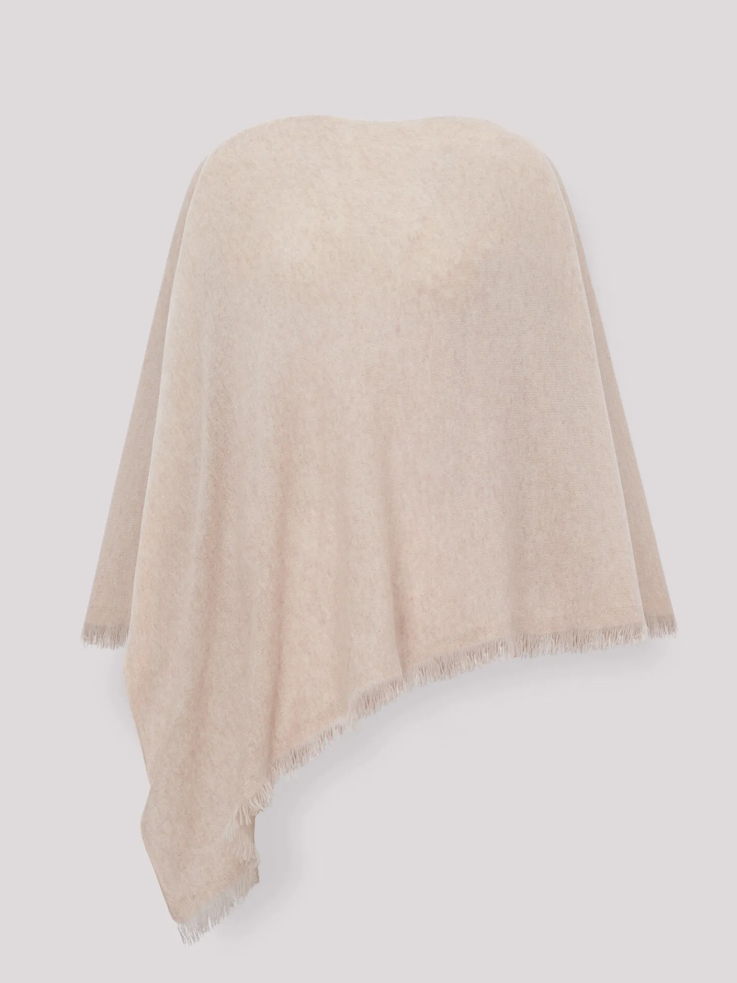 Organisch Cashmere Poncho Met Franjes