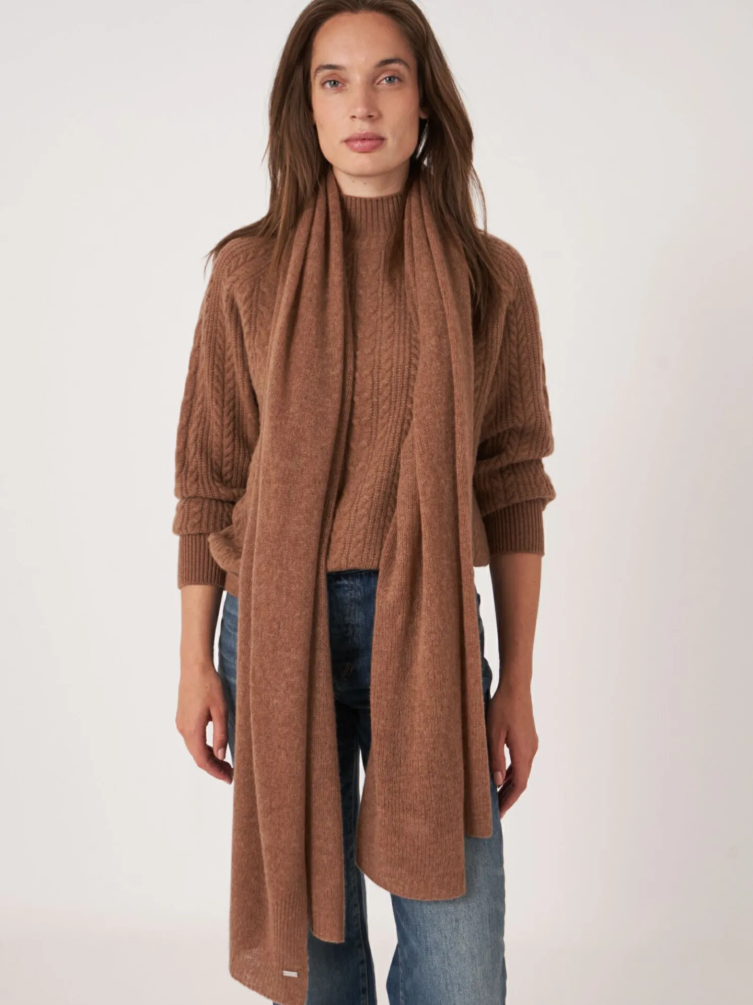 Oversized Sjaal Met Ribdetails
