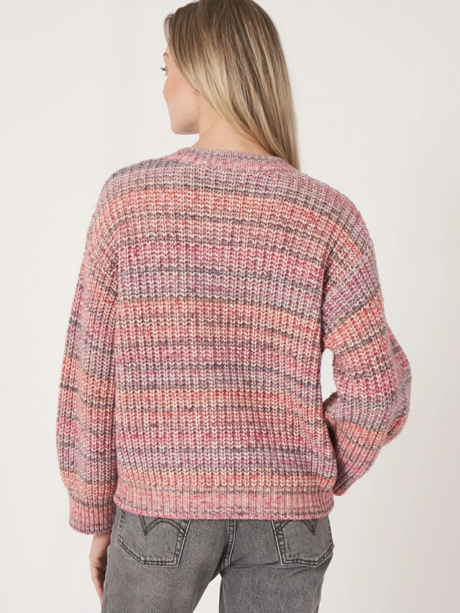 Space Dye Trui Met Halve Knooplijst