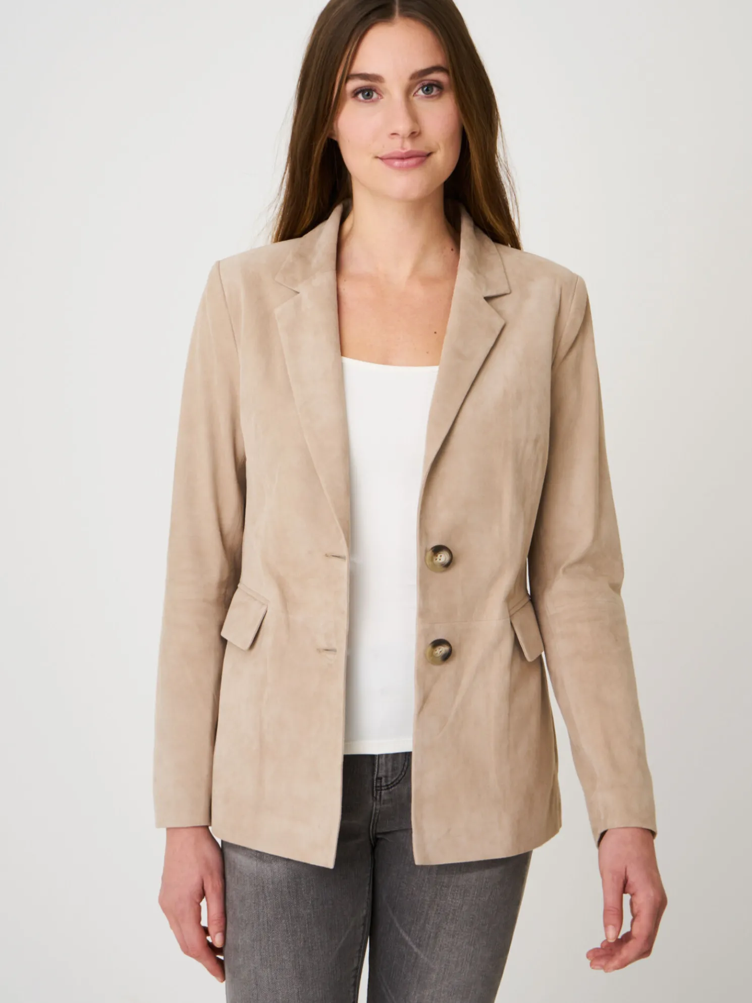 Suede Blazer Met Getailleerde Fit