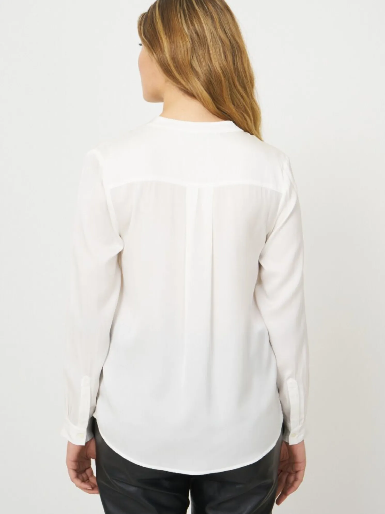 Zijden Blouse Met Mao-Kraag