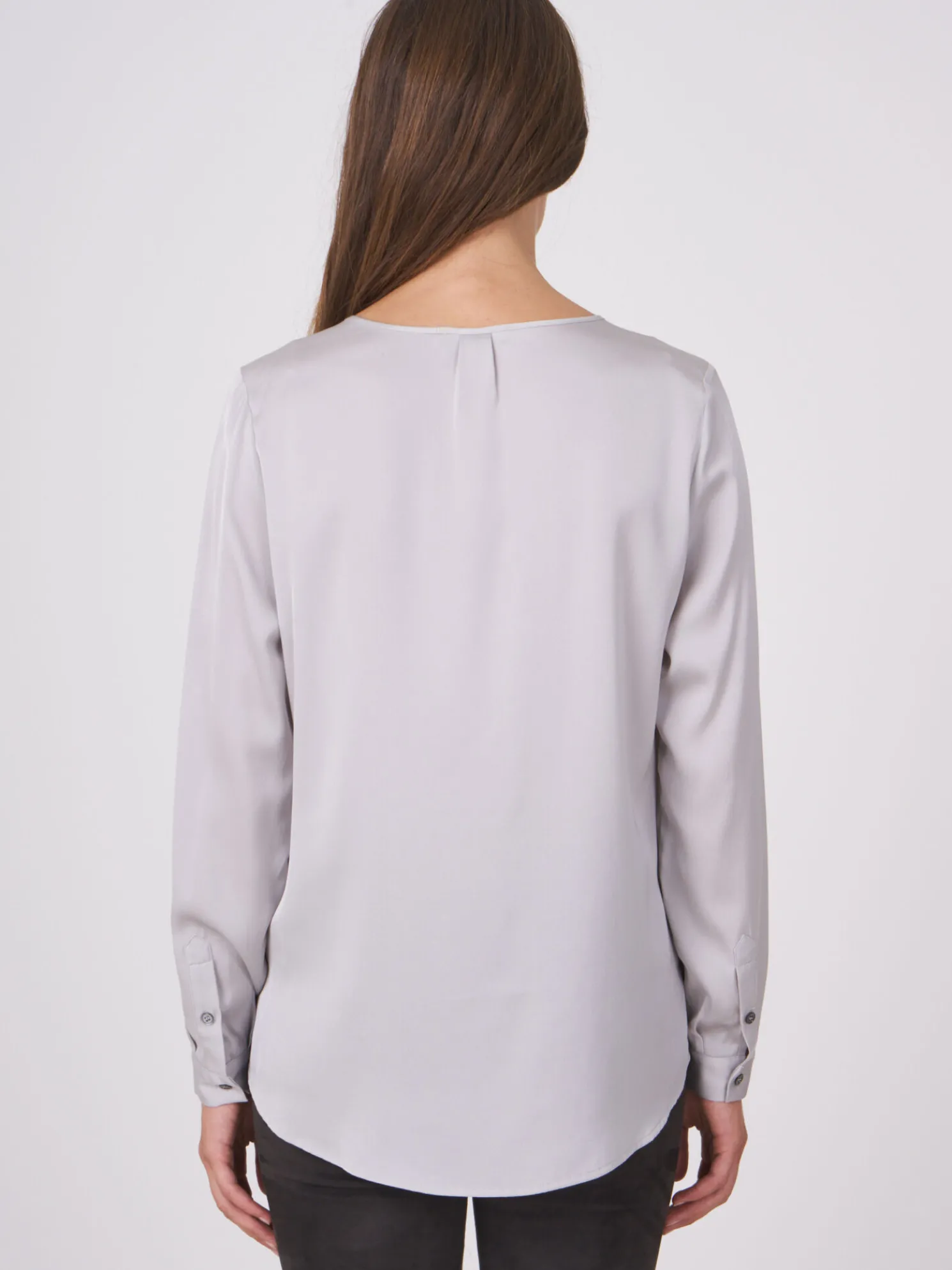 Zijden Blouse Met Split In De Hals